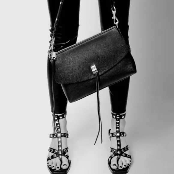 Rebecca Minkoff Handbags - REBECCA MINKOFF Darren Leather Shoulder Bag Navy Blue